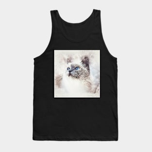 White Cat Blue Eyes Tank Top